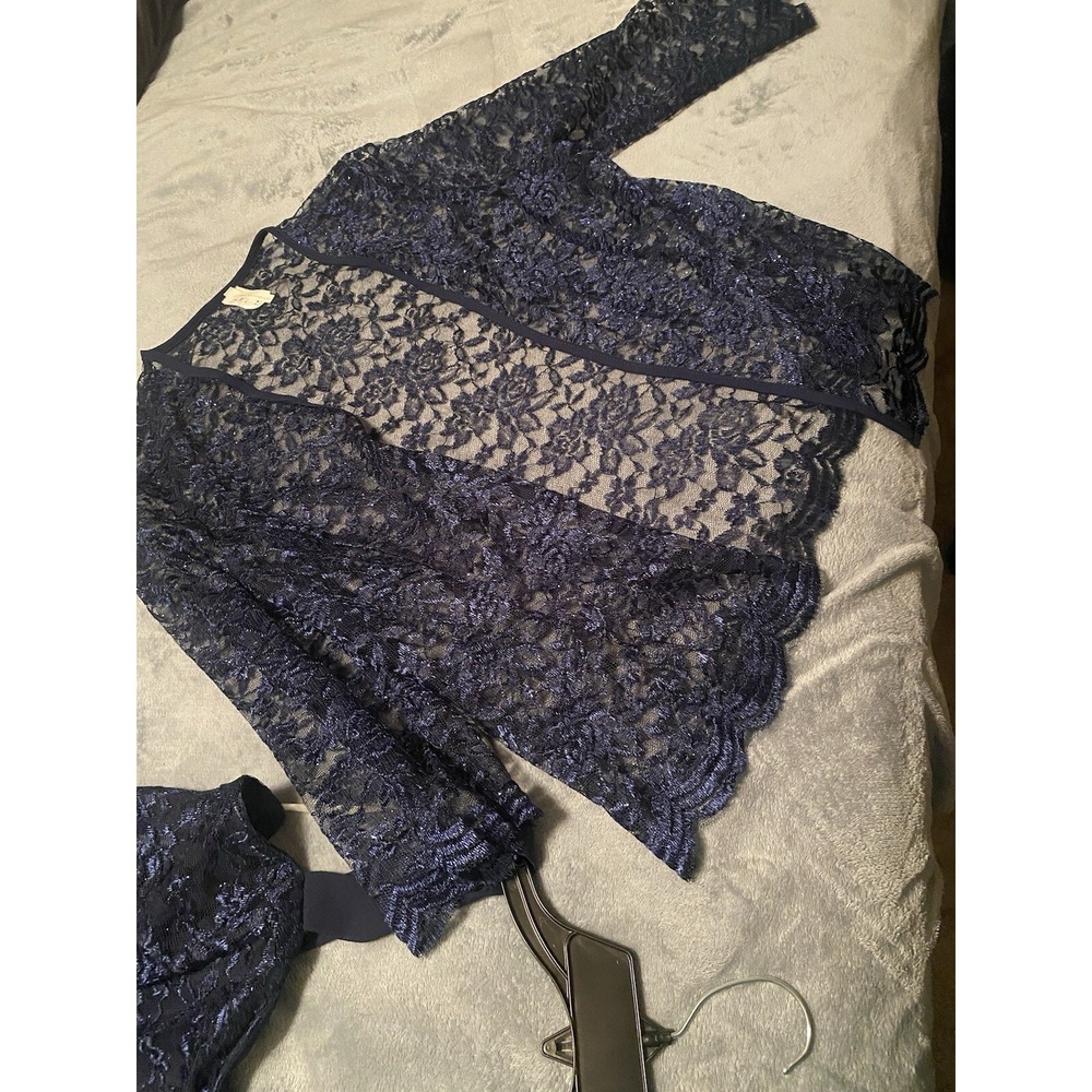 Large Navy  Formal Evening Dress With Lace - Picture 4 of 4